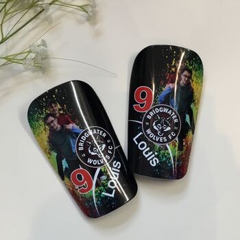 Personalised Shin Pads Kids Football Soccer Splash, 3 of 4