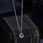 Emerald Green Cz Halo Flower Pendant Necklace, thumbnail 1 of 12