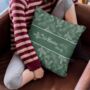 Personalised Green Holly Christmas Cushion, thumbnail 1 of 7