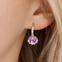 Pink Crystal Drop Huggie Statement Earrings, thumbnail 1 of 3