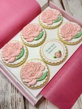 Personalised Mother’s Day Peony Biscuit Gift Box, 2 of 7