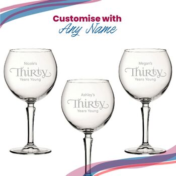 Personalised Hudson Gin Glass For 30th Birthday, 4 of 8