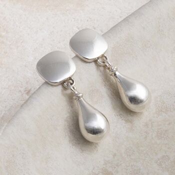 Sterling Silver Rain Droplet Studs, 4 of 6