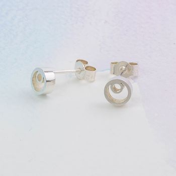 Handmade Sterling Silver Circle Stud Earrings, 3 of 3