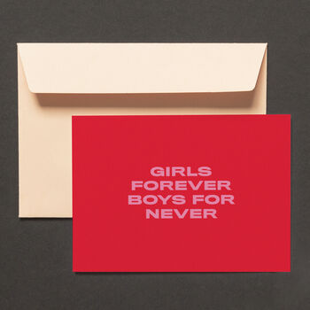 'Girls Forever Boys For Never' Galentine's Card, 2 of 2