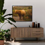 Highland Cow Oil Painting Print On Canvas, thumbnail 1 of 2