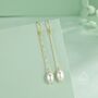 Sterling Silver Genuine Oval Freshwater Pearl Drop Hook Earrings, thumbnail 6 of 11