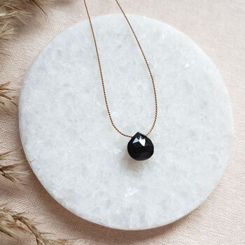 Minimalist Black Spinel Gemstone Silk Cord Necklace, 5 of 7