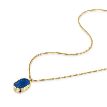 Men's Small Lapis Dog Tag Locket Gold, 4 of 6