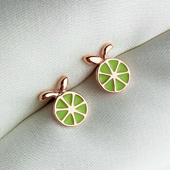 Sterling Silver Lime Stud Earrings, 2 of 6