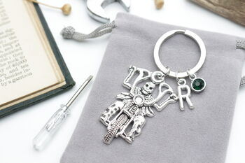 Motorbike Personalised Skeleton Keyring Biker Gift, 5 of 8