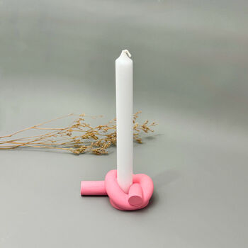 Knot Dinner Candle Holder And Pink Candlestick Holder, 3 of 11