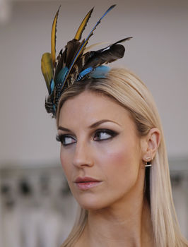 Dramatic Blue Feather Headpiece, 6 of 12