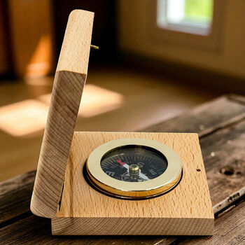 Personalised Brass Pocket Compass With Case, 3 of 12