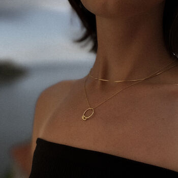 Circle 14k Gold Plated Pendant Necklace, 2 of 4