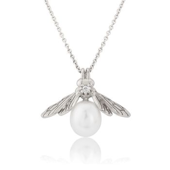 Sterling Silver Pearl Bee Pendant, 2 of 5
