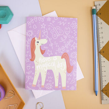 Magical Unicorn Pink Birthday Card, 6 of 6