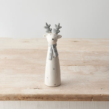 Christmas Ceramic Grey Reindeer Pair, 2 of 3