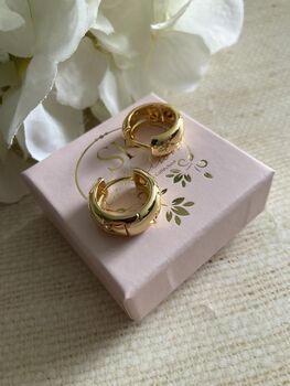18 K Gold Plated Chunky Star Huggie Hoop Earrings, 4 of 8