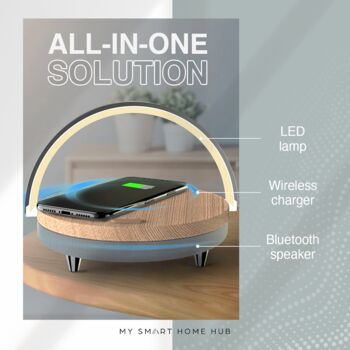 LED Lamp With Bluetooth Speaker And Wireless Charger, 3 of 8