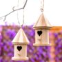 2pc Hanging Wooden Bird Nest House Shelter Garden Decor, thumbnail 1 of 4