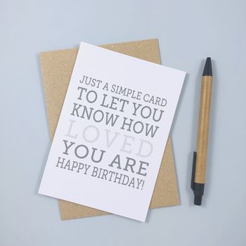 'How Loved You Are' Typo Birthday Card / Pink + Grey, 2 of 3