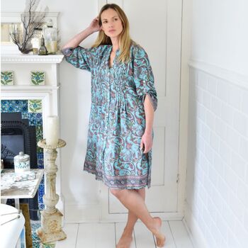 'India' Buttoned Paisley Shirt Dress, 3 of 6