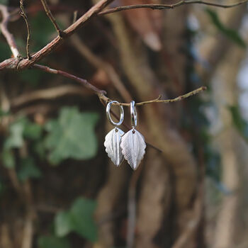 Leaf Earrings Sterling Silver Nature Inspired Jewellery, 5 of 5