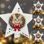 Personalised Tree Topper Cat Christmas Wreath. 20 Different Breeds, thumbnail 1 of 12