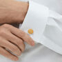 Woven Fabric Faced Cufflinks Mustard Yellow, thumbnail 2 of 4