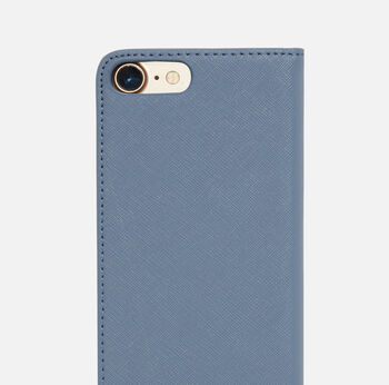 Personalised Leather Flip Phone Case | Cloud Blue, 2 of 5
