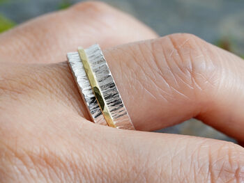 Wedding Band In 18ct Yellow Gold And Sterling Silver, 4 of 6