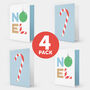 Candy Cane And Noel Christmas Cards Four Pack, thumbnail 1 of 4