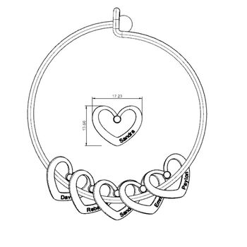 Personalised Name Birthstone Heart Bangle Bracelet, 3 of 8
