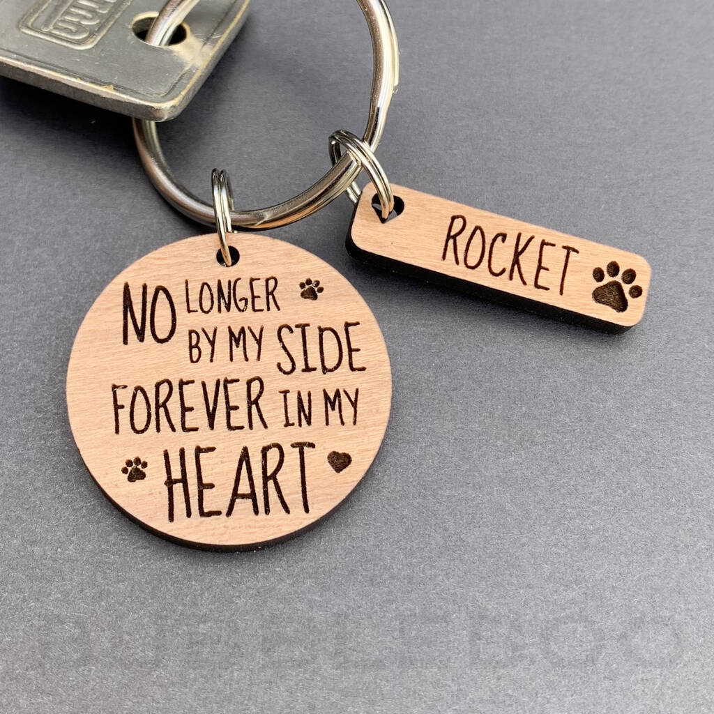 Pet Memorial Keyring. Round Shape. No Longer By My Side, 1 of 6