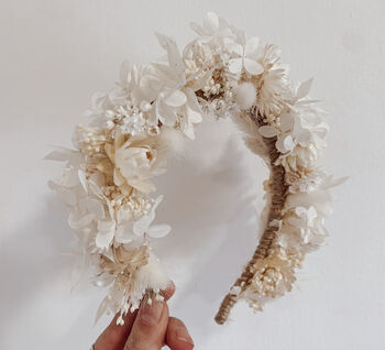 Luna Bridal Dried Flower Crown Wedding Headband, 4 of 4