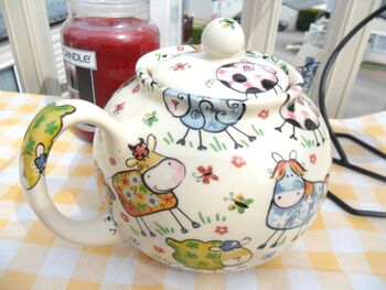 Six Cup Teapot In Crazy Farm Design, 6 of 8