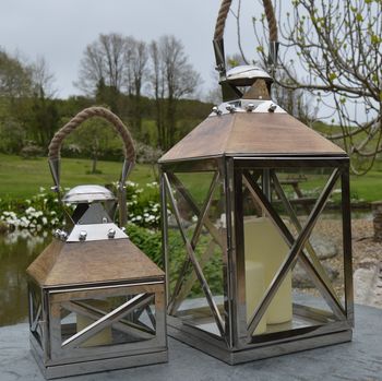 Reclaimed Wood And Stainless Steel Candle Lantern, 2 of 8