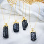 Raw Black Tourmaline Gemstone Gold Plated Pendant, thumbnail 4 of 6