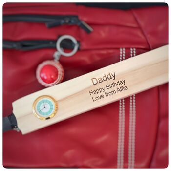 Personalised Mini Cricket Bat With Clock, 4 of 11