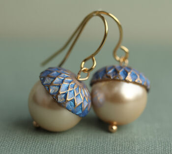 Royal Blue Pearl Acorn Necklace, 8 of 12