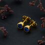 Gold Plated Sterling Silver Sapphire Stud Earrings, thumbnail 3 of 6