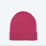 Miss Pompom Pink Wool Ribbed Beanie, thumbnail 1 of 2