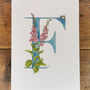 F Is For Foxglove Botanical Initial, Personalised, thumbnail 4 of 6