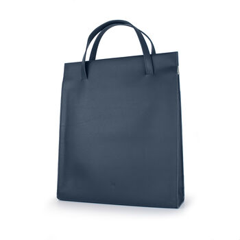 Navy Blue Adjustable Handcrafted Leather Tote Bag, 5 of 12