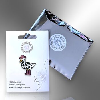 Cowgirl Cow Print Duck Western Enamel Pin, 6 of 9