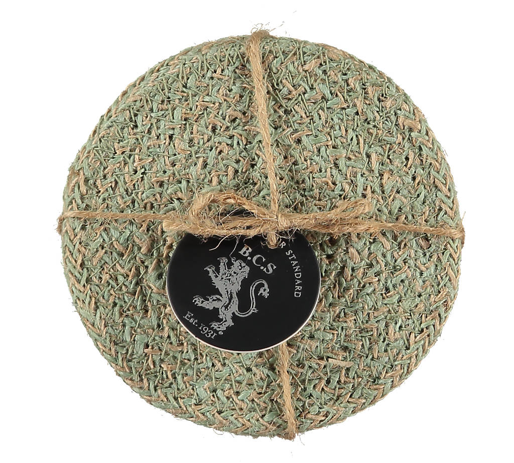 set of four hand woven jute coasters by british colour standard
