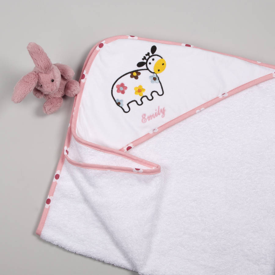 personalised baby girl hooded towels by the alphabet gift shop ...