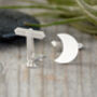 Handmade Sterling Silver Moon Cufflinks, thumbnail 3 of 4
