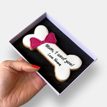 Personalised Best Mum Dog Bone Iced Biscuit Mother's Day Letterbox Gift, 3 of 10
